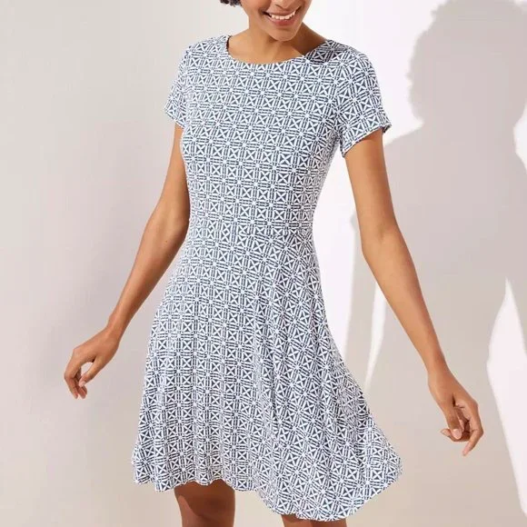 LOFT | Dresses | Loft Geo Crisscross Back Bluegrey White Ss Midi Flare Dress | Poshmark LOFT | Dresses | Loft Geo Crisscross Back Bluegrey White Ss Midi Flare Dress | Poshmark